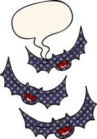 morcegos vampiros de desenho animado e bolha de fala no estilo de quadrinhos vetor