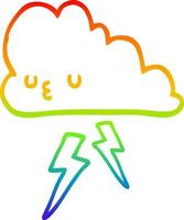 desenho de linha de gradiente de arco-íris desenho de nuvem de tempestade vetor