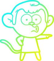 desenho de linha de gradiente frio desenho animado macaco apontando vetor