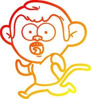 desenho de linha de gradiente quente desenho de macaco correndo vetor