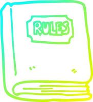 livro de regras dos desenhos animados de desenho de linha de gradiente frio vetor