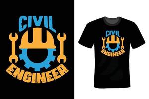 design de camiseta de engenheiro civil, vintage, tipografia vetor