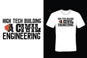 design de camiseta de engenheiro civil, vintage, tipografia vetor