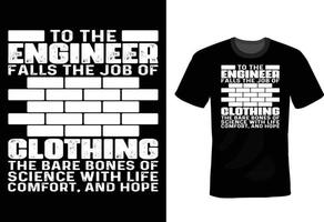 design de camiseta de engenheiro civil, vintage, tipografia