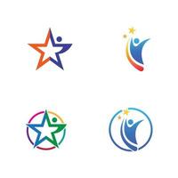 logotipo e símbolo da estrela de pessoas vetor