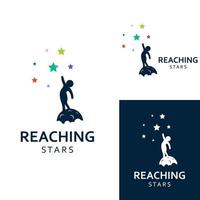 um logotipo para alcançar as estrelas ou um logotipo para alcançar um sonho ou objetivo. logotipo usando o modelo de ilustração vetorial de design de conceito. vetor