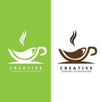 design de ícone de vetor de modelo de logotipo de xícara de café e feijão