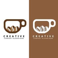 design de ícone de vetor de modelo de logotipo de xícara de café e feijão