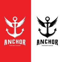 vetor de ícone de logotipo de âncora de navio, porta, ilustração de design retrô