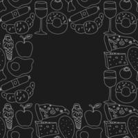 fundo de comida de vetor com lugar para texto. ilustração de comida doodle