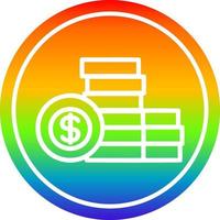 dinheiro empilhado circular no espectro do arco-íris vetor