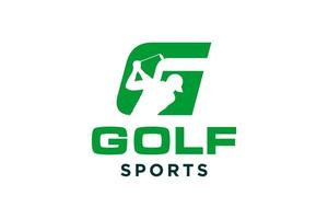 logotipo de ícone de letra do alfabeto g para modelo de vetor de design de logotipo de golfe, rótulo vetorial de golfe, logotipo do campeonato de golfe, ilustração, ícone criativo, conceito de design