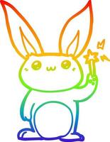 linha de gradiente de arco-íris desenhando coelho de desenho animado fofo vetor