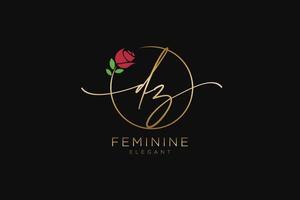 monograma de beleza do logotipo feminino inicial dz e design de logotipo elegante, logotipo de caligrafia da assinatura inicial, casamento, moda, floral e botânico com modelo criativo. vetor