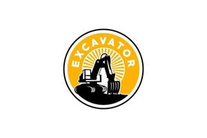 vetor de modelo de logotipo de escavadeira. vetor de logotipo de equipamento pesado para empresa de construção. ilustração de escavadeira criativa para modelo de logotipo.