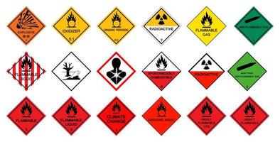 conjunto de pictogramas de perigo de transporte de aviso