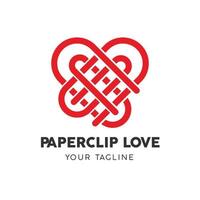 clipe de papel com design de logotipo de amor vetor