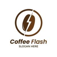 imagem de fundo do conceito de energia flash do logotipo do grão de café vetor