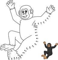 desenho de chimpanzé ponto a ponto para colorir para crianças vetor