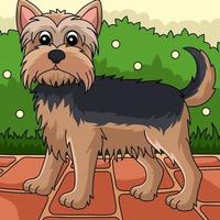 ilustração de desenho animado colorido de cachorro yorkshire terrier vetor