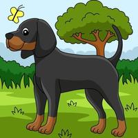 ilustração de desenho animado colorido cão coonhound vetor