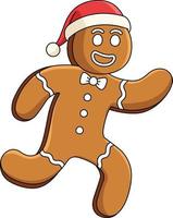 clipart colorido de desenho animado de homem de pão de gengibre de natal vetor