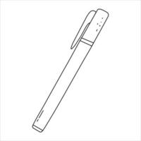 caneta de material escolar em um estilo bonito doodle isolado em um fundo branco. elemento vetorial na linha preta vetor