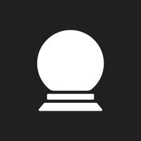 ícone sólido da bola mágica do vetor branco eps10 isolado no fundo preto. símbolo de bola de cristal em um estilo moderno simples e moderno para o design do seu site, logotipo, pictograma, interface do usuário e aplicativo móvel