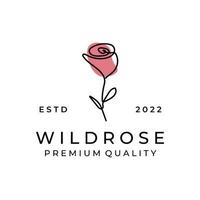 ilustração de ícone de vetor de logotipo de arte de linha de flor de rosa selvagem