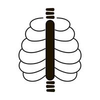 ícone de raio x para especialidade de radiologia em estilo de contorno isolado no fundo branco, conceito de assistência médica vetor