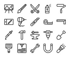 conjunto de ícones de ferramentas criativas, conjunto de coleção de ferramentas criativas na cor preta, elementos de design para seus projetos. ilustração vetorial de ferramentas criativas, ícone de ferramentas criativas, conjunto de coleção de ícones de ferramentas vetor