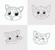 livro de colorir cabeça de gato para crianças vetor