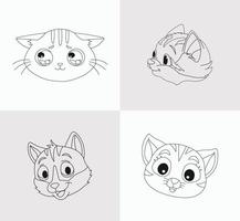 livro de colorir cabeça de gato para crianças vetor