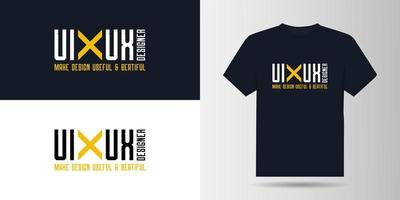 modelo de design de camiseta de tipografia ui ux vetor