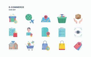 conjunto de ícones de comércio eletrônico e compras online vetor
