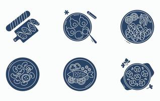 conjunto de ícones de comida de restaurante e restaurantes finos vetor