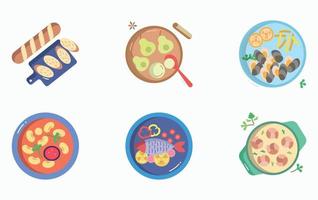 conjunto de ícones de comida de restaurante e restaurantes finos vetor