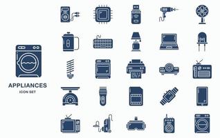 conjunto de ícones de dispositivos elétricos e eletrodomésticos vetor