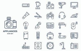 conjunto de ícones de dispositivos elétricos e eletrodomésticos vetor