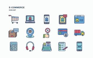 conjunto de ícones de comércio eletrônico e venda online