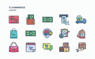 conjunto de ícones de comércio eletrônico e venda online