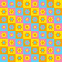 azul pastel rosa amarelo cor laranja margarida cheque xadrez xadrez padrão guingão ilustração toalha de mesa, tapete de piquenique papel de embrulho, esteira, tecido, têxtil, cachecol vetor