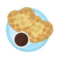 waffles de café da manhã e café vetor