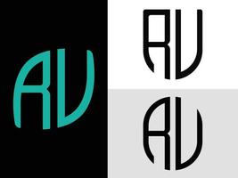 letras iniciais criativas ru pacote de designs de logotipo. vetor