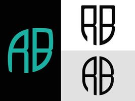 pacote de designs de logotipo de rb de letras iniciais criativas. vetor