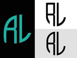 pacote de designs de logotipo de letras iniciais criativas rl. vetor