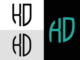 pacote de designs de logotipo kd de letras iniciais criativas. vetor