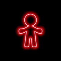 um contorno humano vermelho neon simples em um fundo preto. vetor