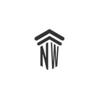 nw inicial para design de logotipo de escritório de advocacia vetor