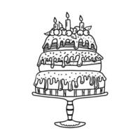 ilustração em vetor de bolo de casamento com decoração de bagas isolada em um branco. bolo festivo para aniversário ou festa. comida doce. sobremesa fofa.